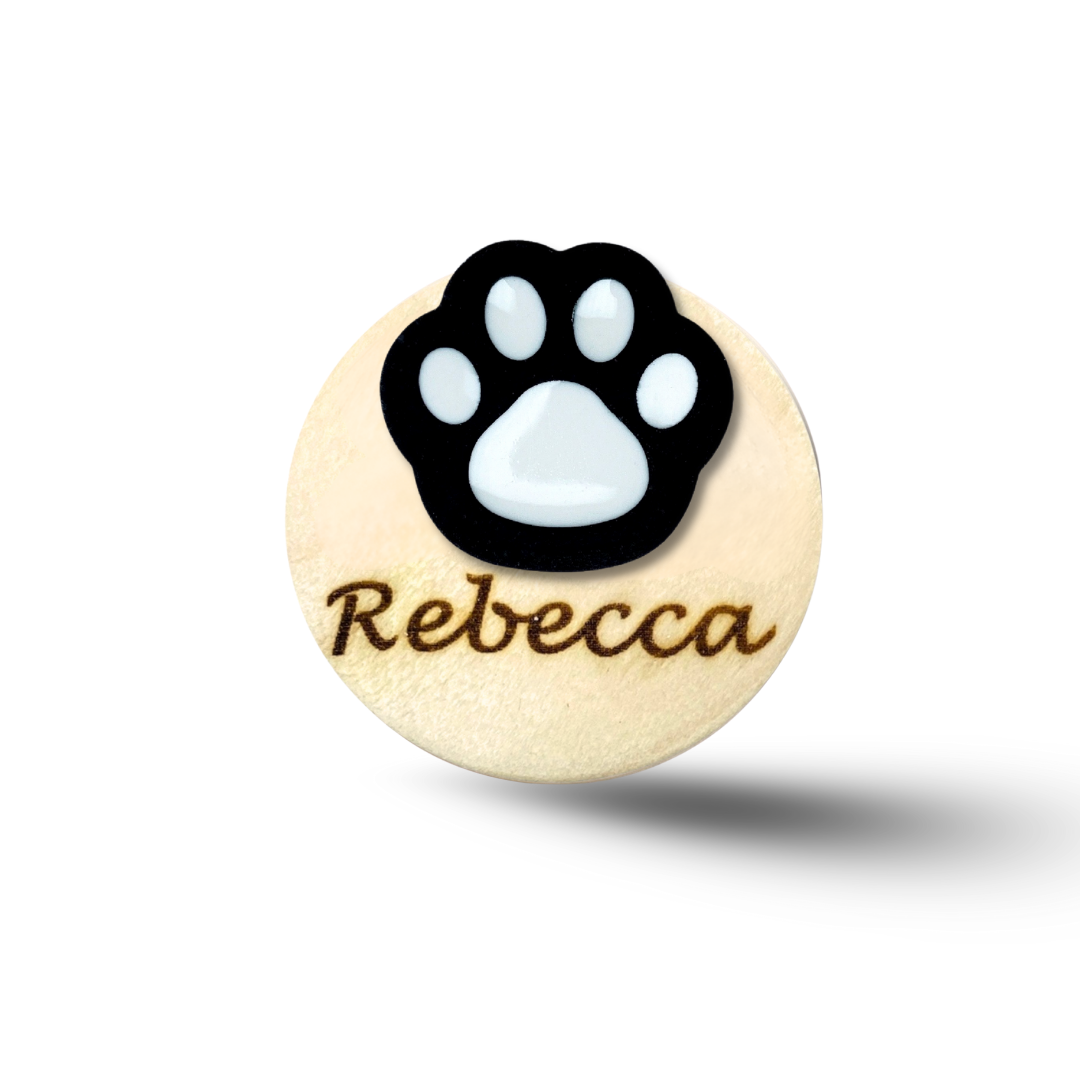 3D Brown Paw Personalized Name Badge Reel