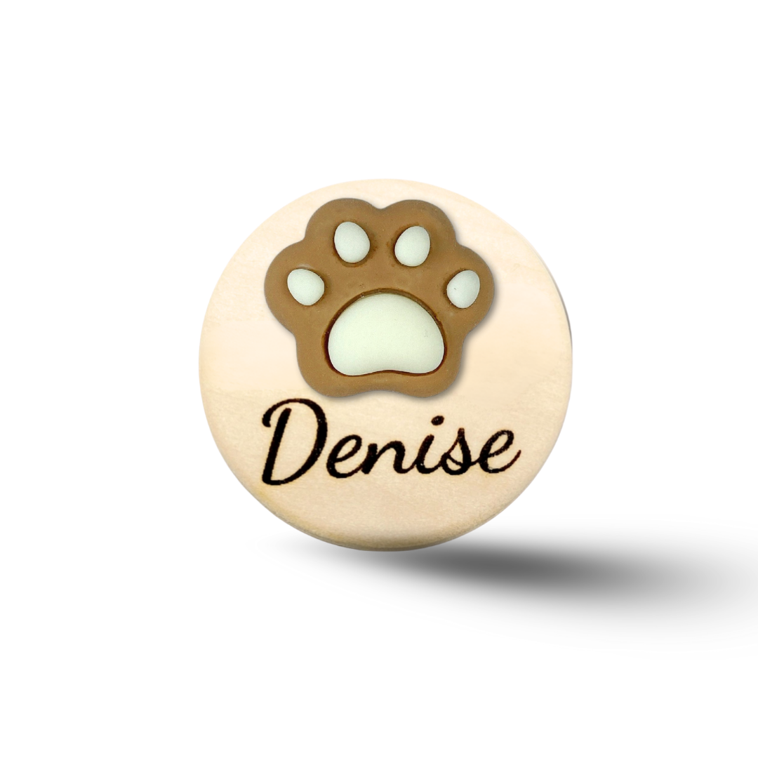 3D Brown Paw Personalized Name Badge Reel