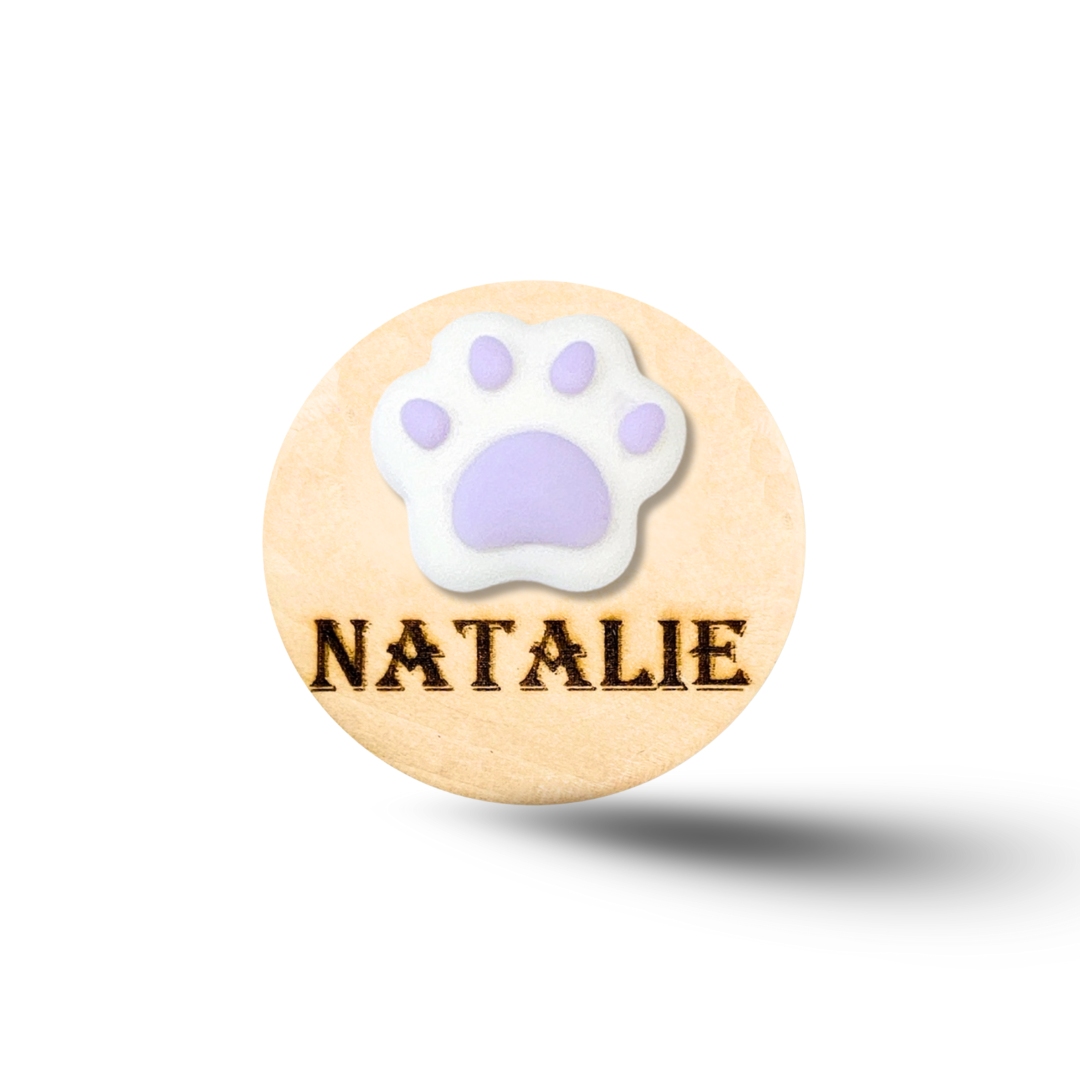 3D Brown Paw Personalized Name Badge Reel