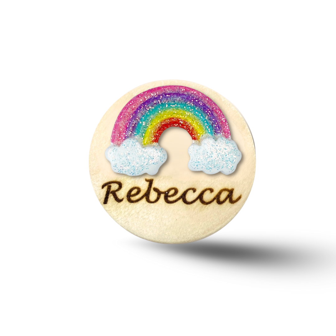 3D Classic Glitter Rainbow Personalized Name Badge Reel