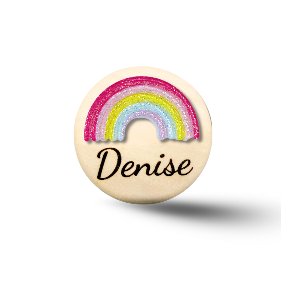 3D Classic Glitter Rainbow Personalized Name Badge Reel