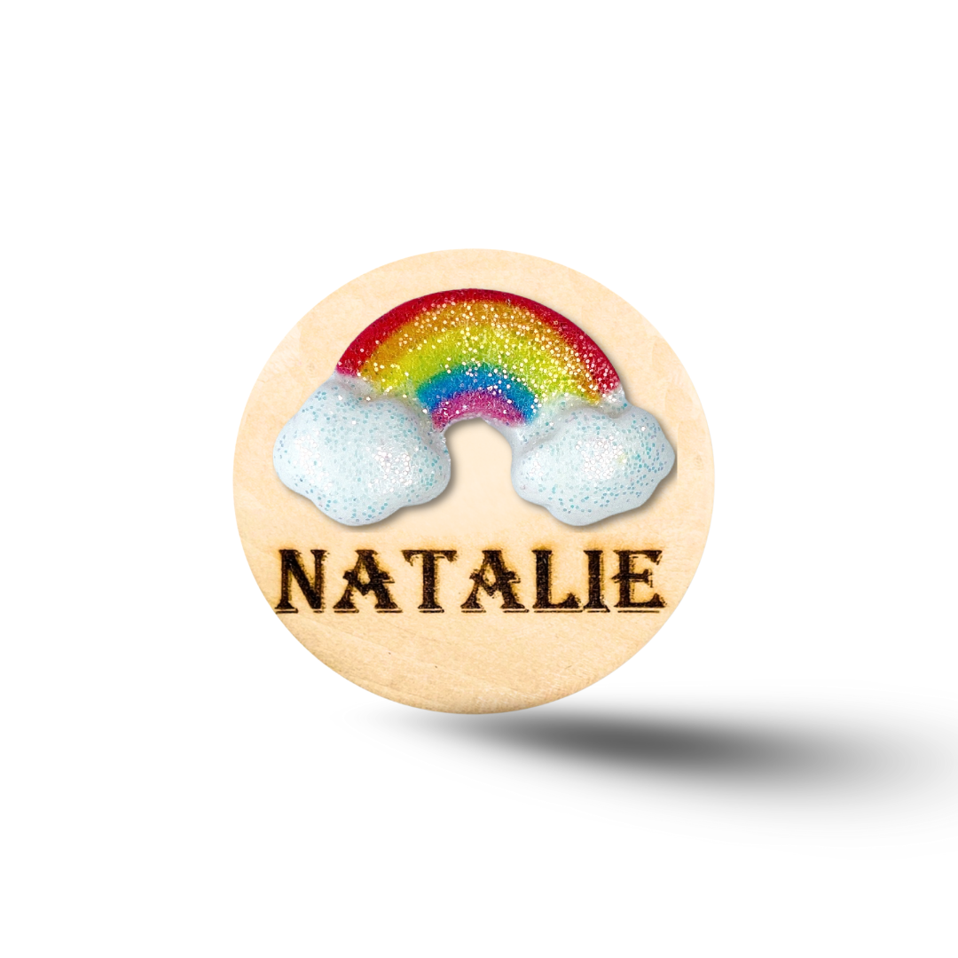3D Classic Glitter Rainbow Personalized Name Badge Reel