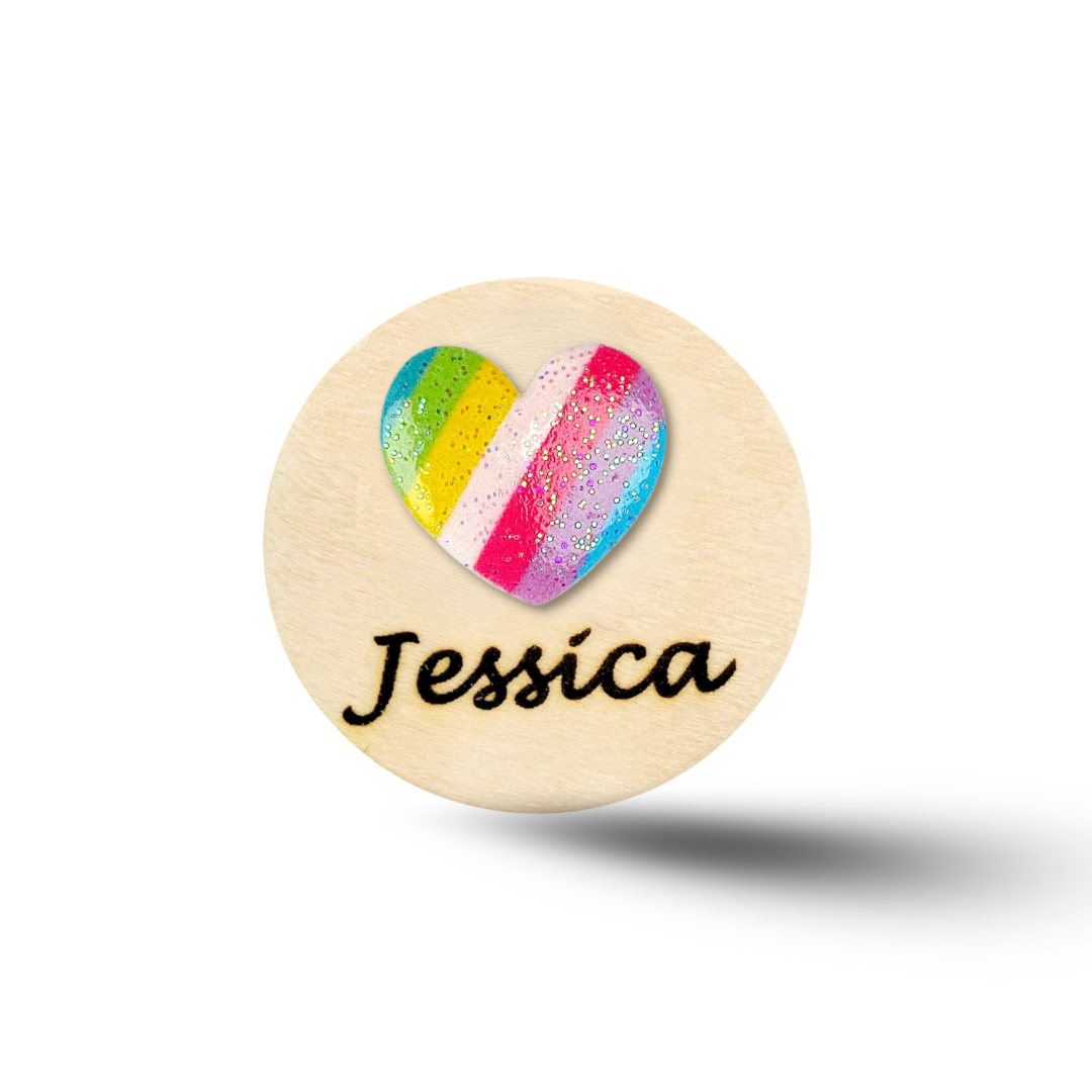 3D Classic Glitter Rainbow Personalized Name Badge Reel