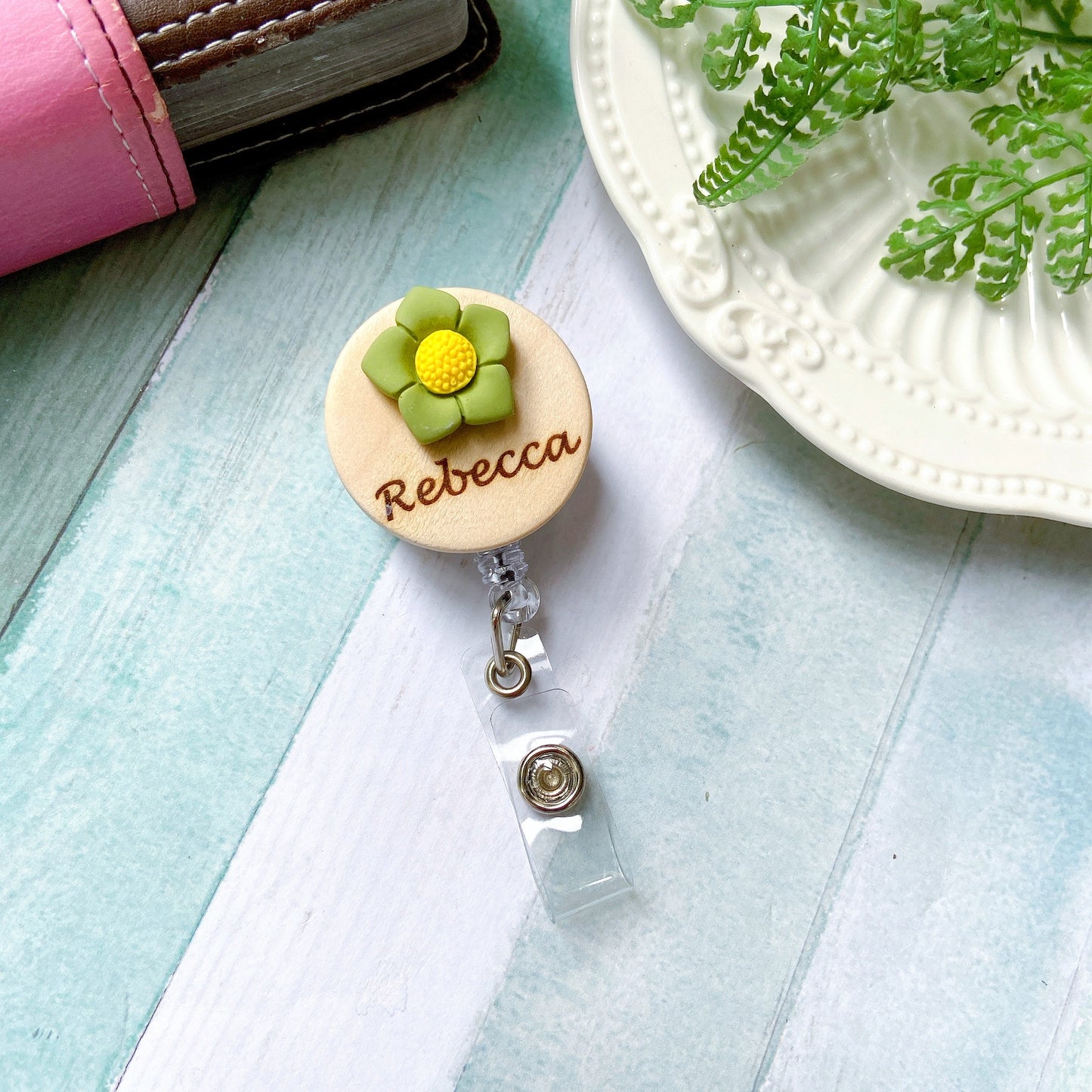 3D Morning Glory Personalized Name Badge Reel