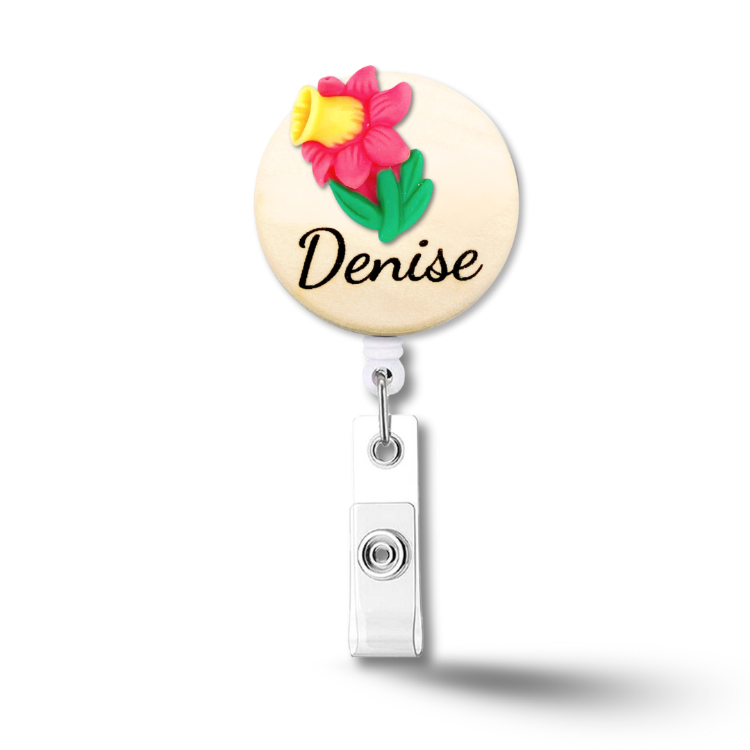 3D Morning Glory Personalized Name Badge Reel