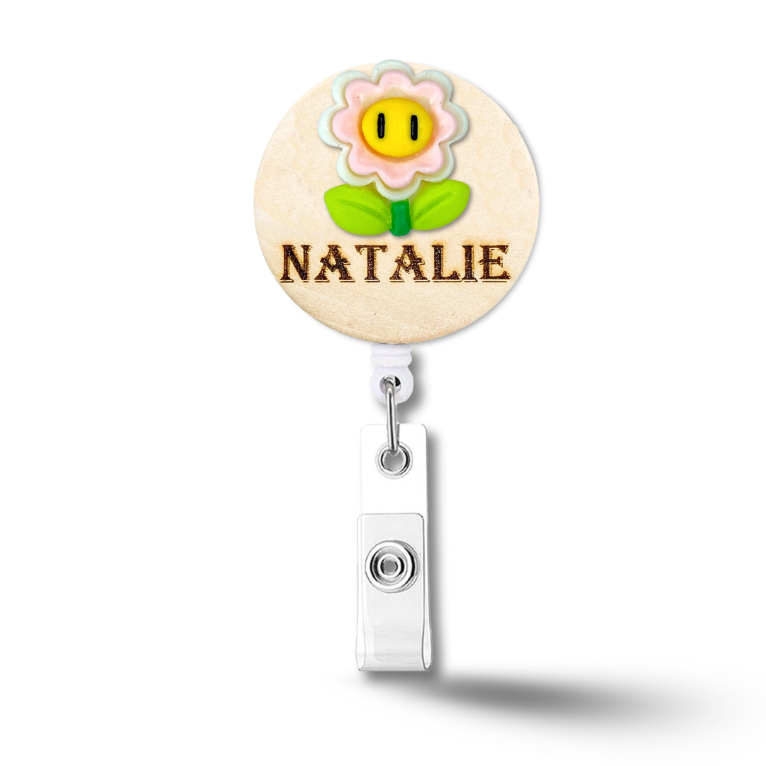 3D Morning Glory Personalized Name Badge Reel