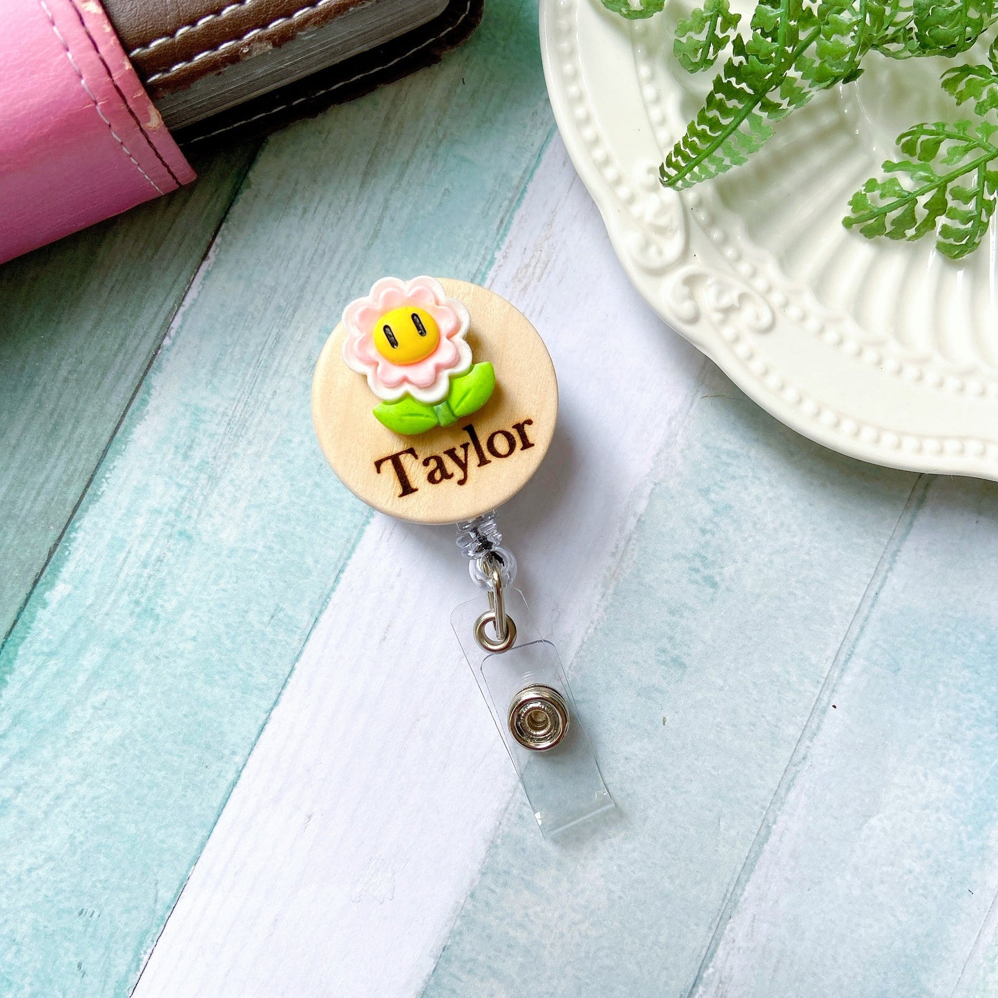 3D Morning Glory Personalized Name Badge Reel