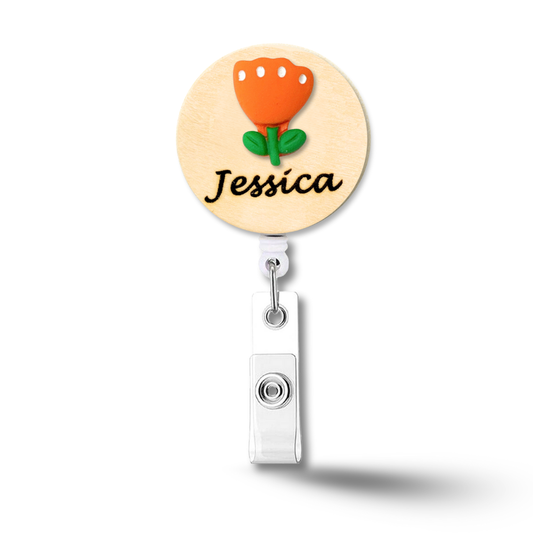 3D Dotty Tulip Personalized Name Badge Reel
