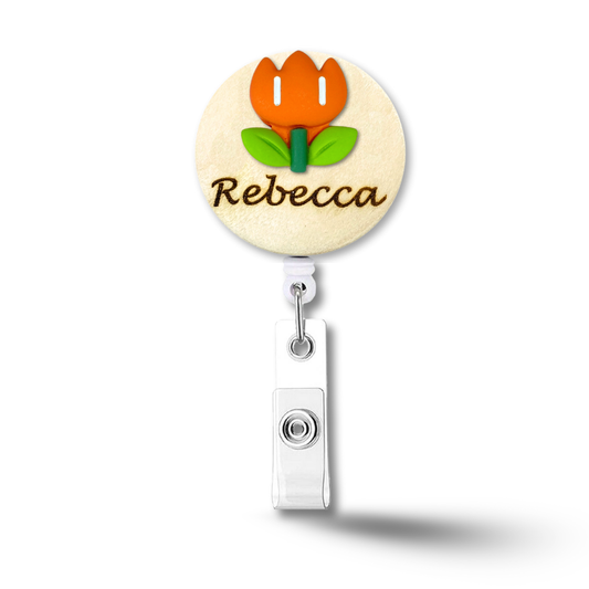 3D Tulip Personalized Name Badge Reel