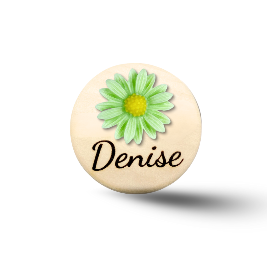 3D Coral Chrysanthemum Flower Personalized Name Badge Reel