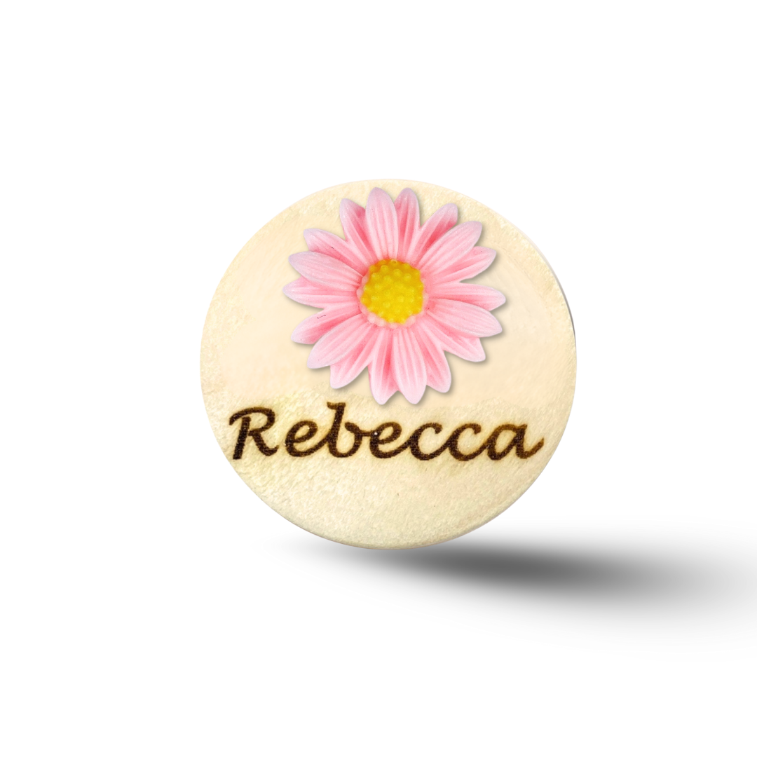 3D Coral Chrysanthemum Flower Personalized Name Badge Reel