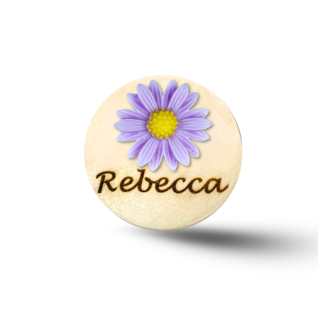 3D Coral Chrysanthemum Flower Personalized Name Badge Reel