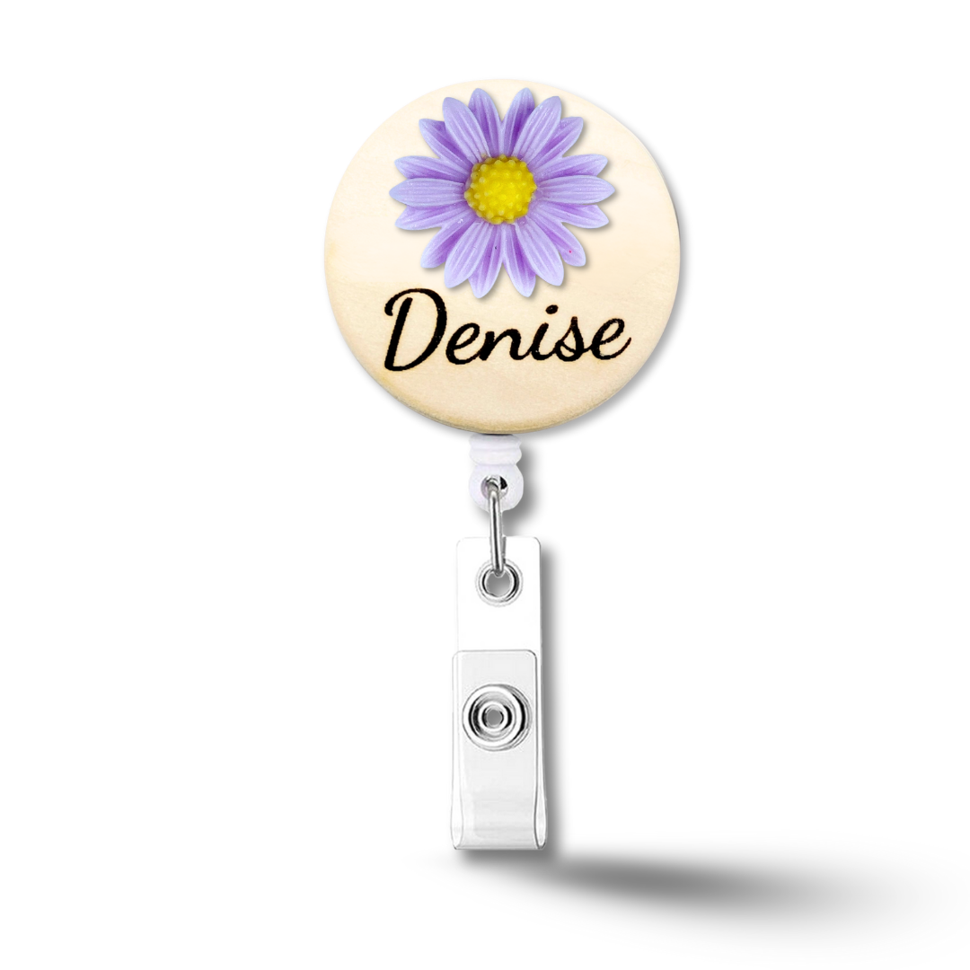 3D Coral Chrysanthemum Flower Personalized Name Badge Reel