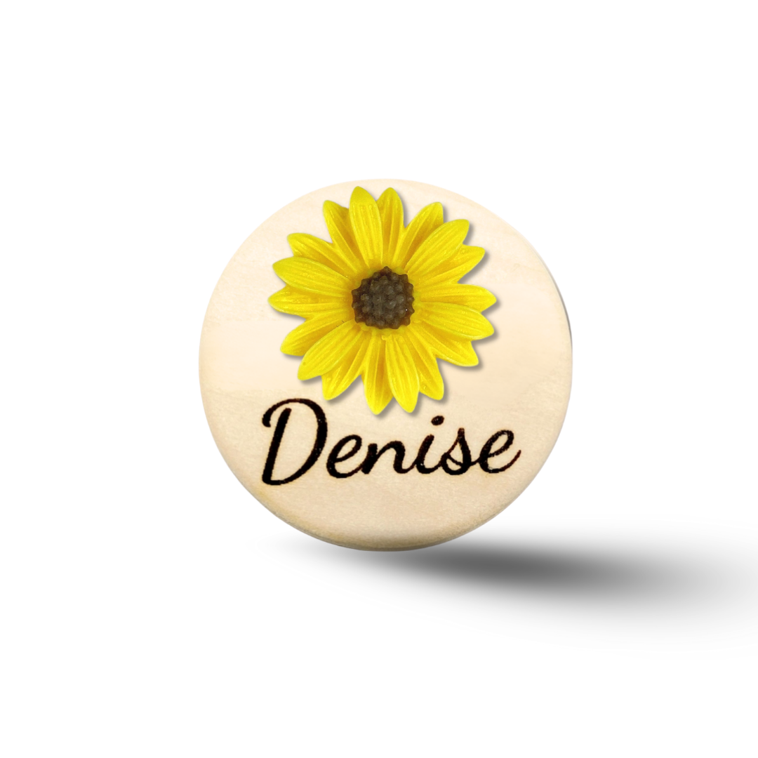 3D Coral Chrysanthemum Flower Personalized Name Badge Reel