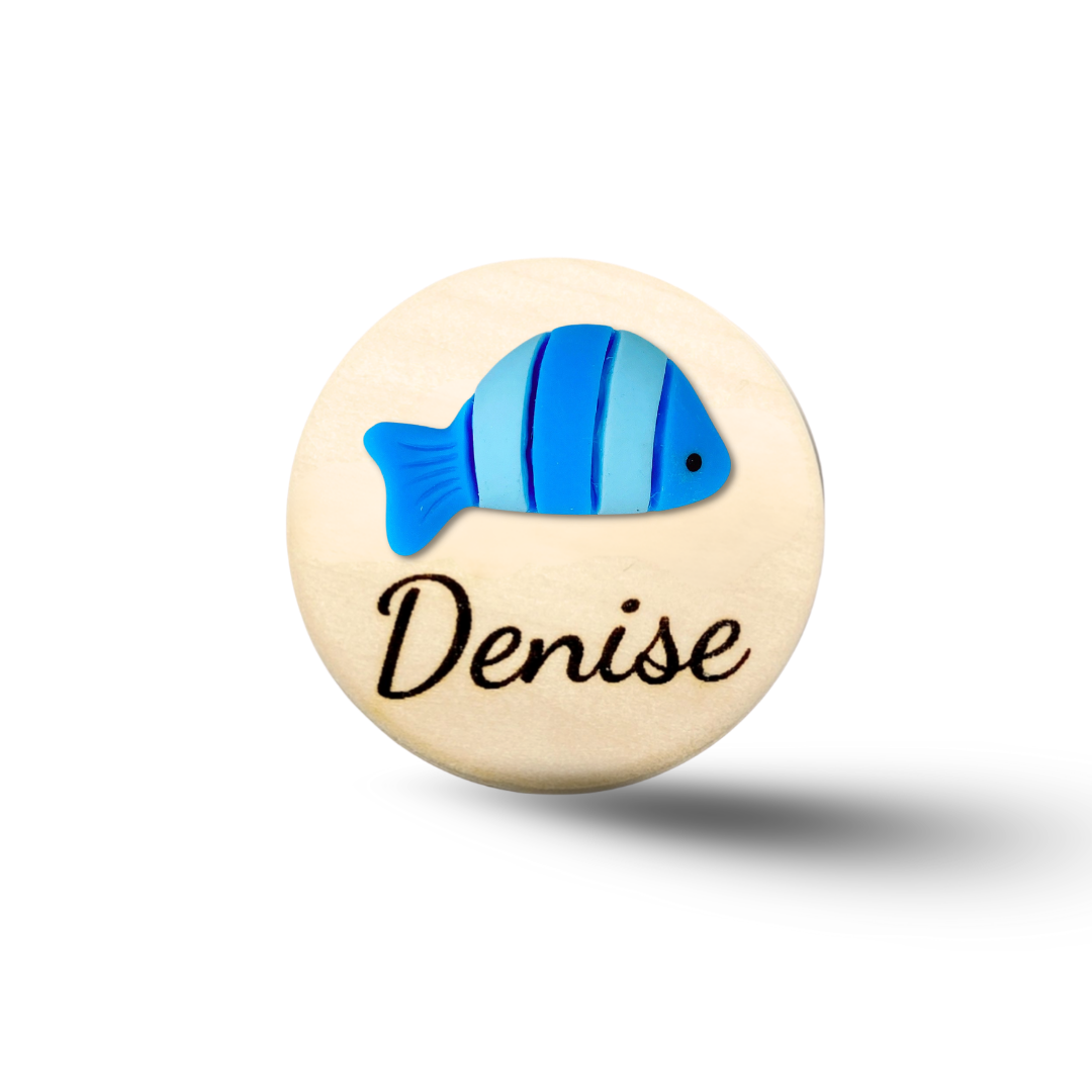 3D Blue Fish Personalized Name Badge Reel