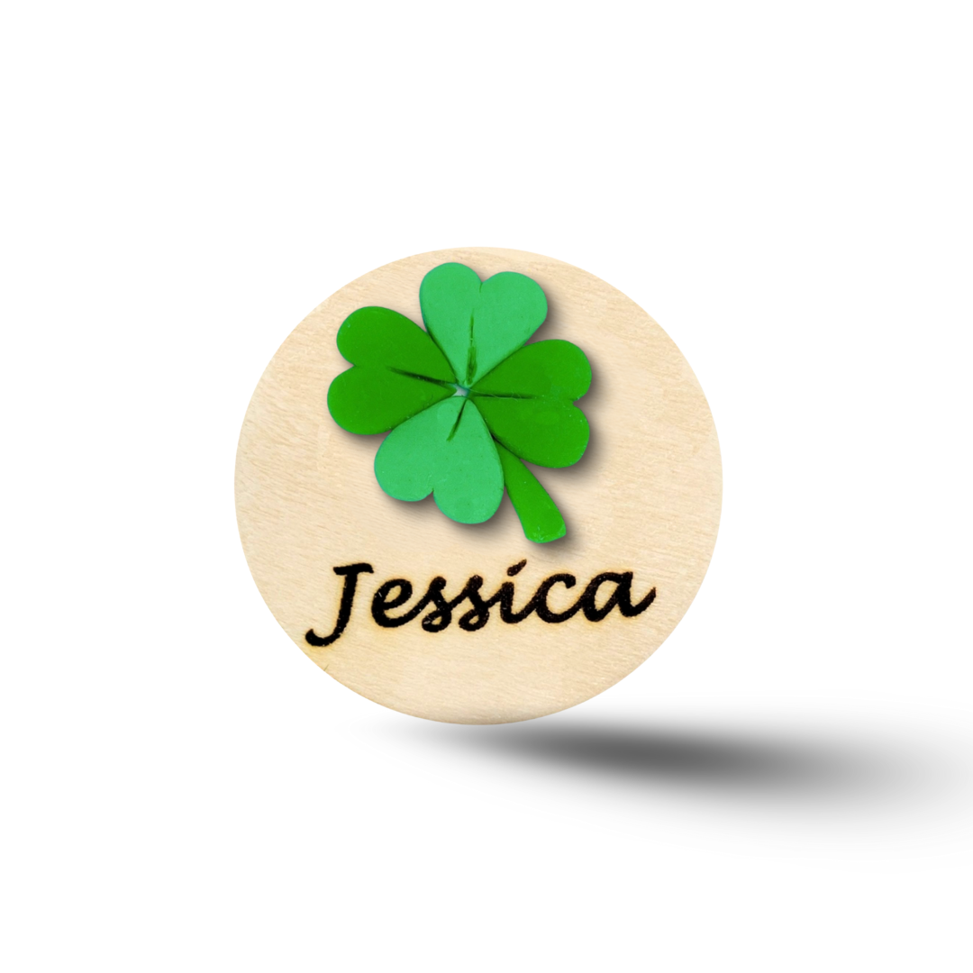 Handmade 3D Ladybug with Leaf Personalized Name Badge Reel