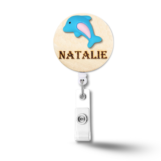 3D Dolphin Personalized Name Badge Reel