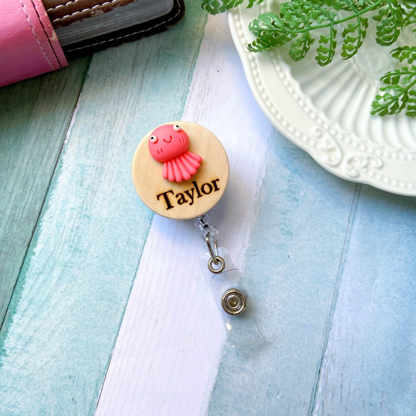 3D Blue Fish Personalized Name Badge Reel