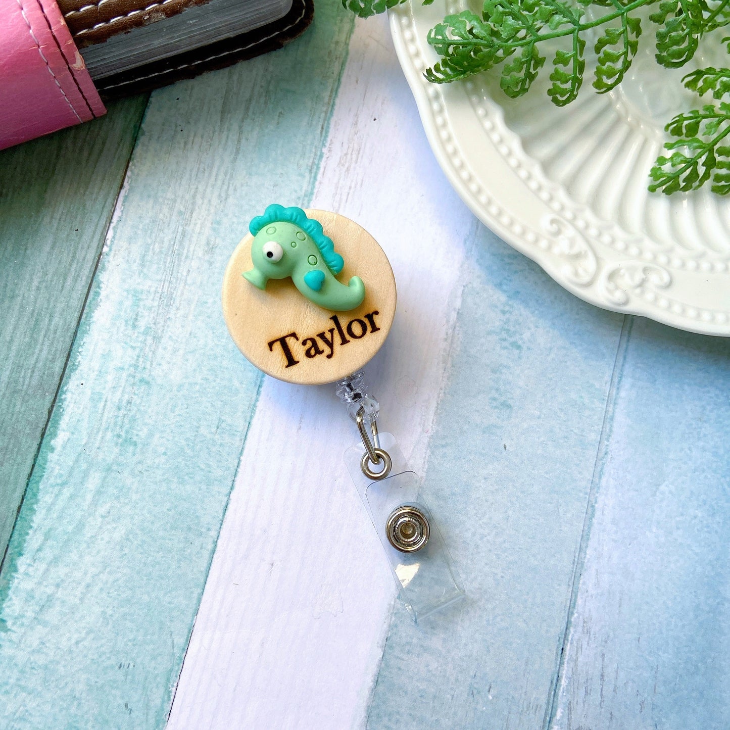 3D Blue Fish Personalized Name Badge Reel