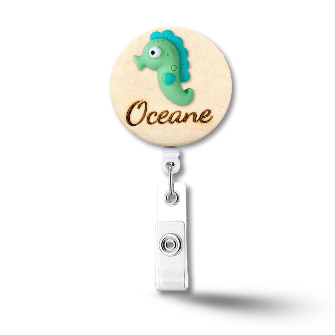 3D Blue Fish Personalized Name Badge Reel