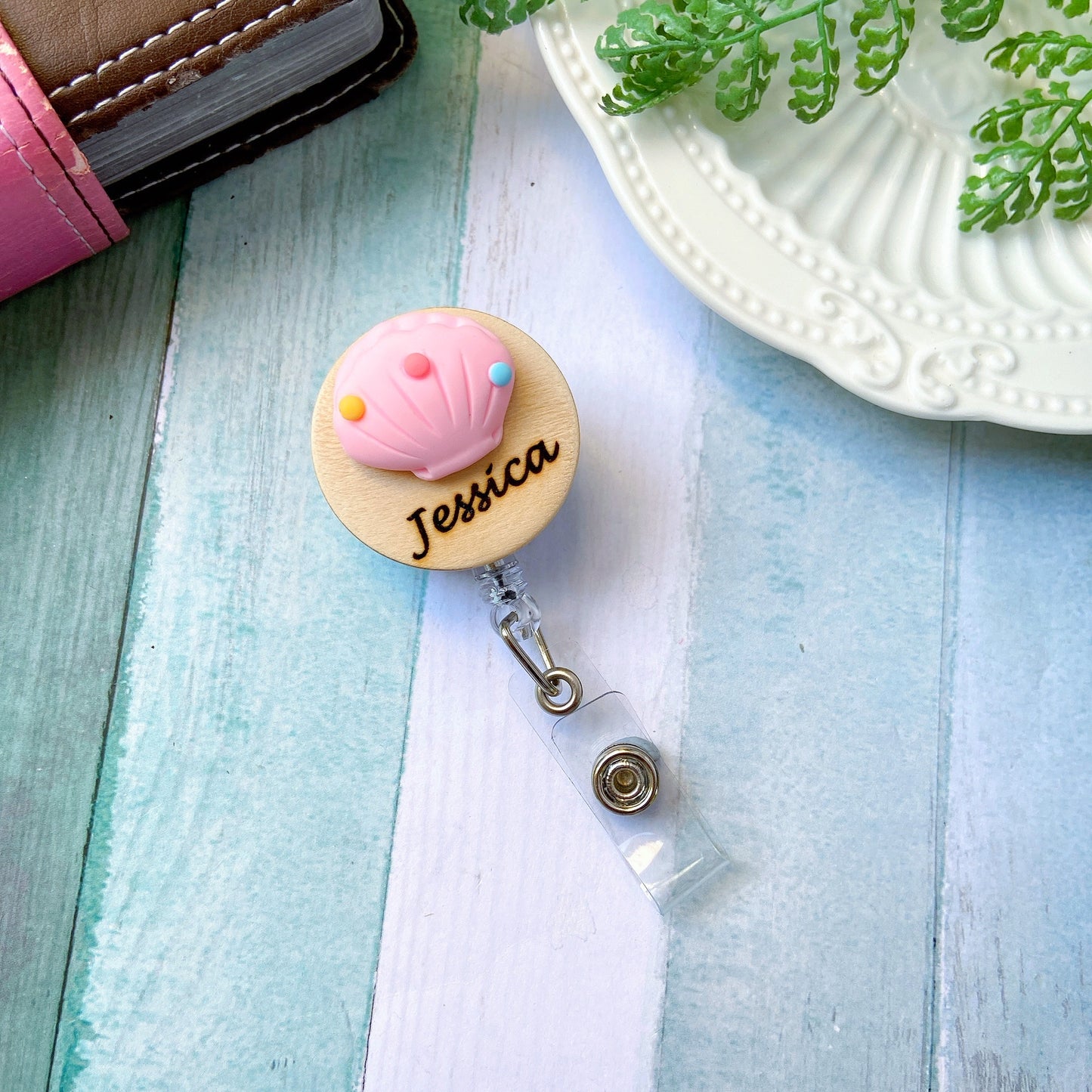 3D Blue Fish Personalized Name Badge Reel