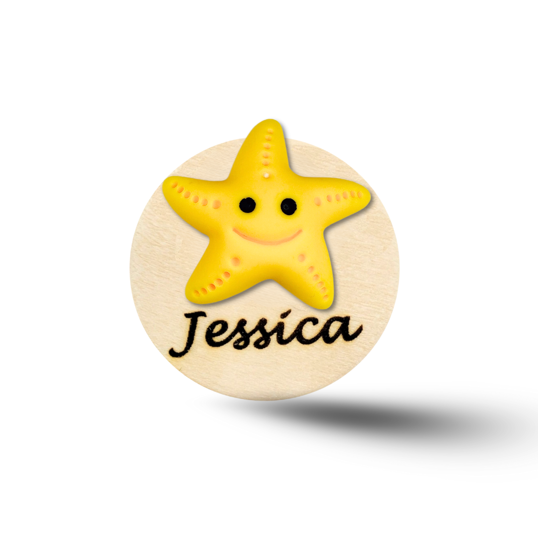 3D Blue Fish Personalized Name Badge Reel