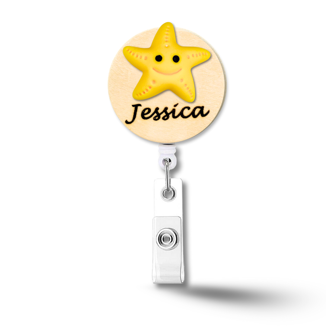 3D Blue Fish Personalized Name Badge Reel