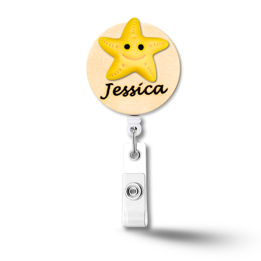 3D Star Fish Personalized Name Badge Reel