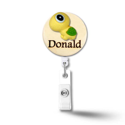 3D Turtle Personalized Name Badge Reel