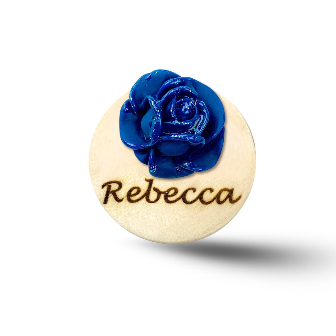 3D Glitted Pink Rose Personalized Name Badge Reel