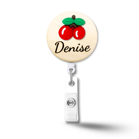 3D Cherry Fruit Personalized Name Badge Reel