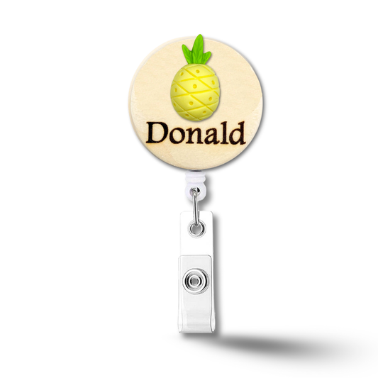 3D Pineapple Fruit Personalized Name Badge Reel
