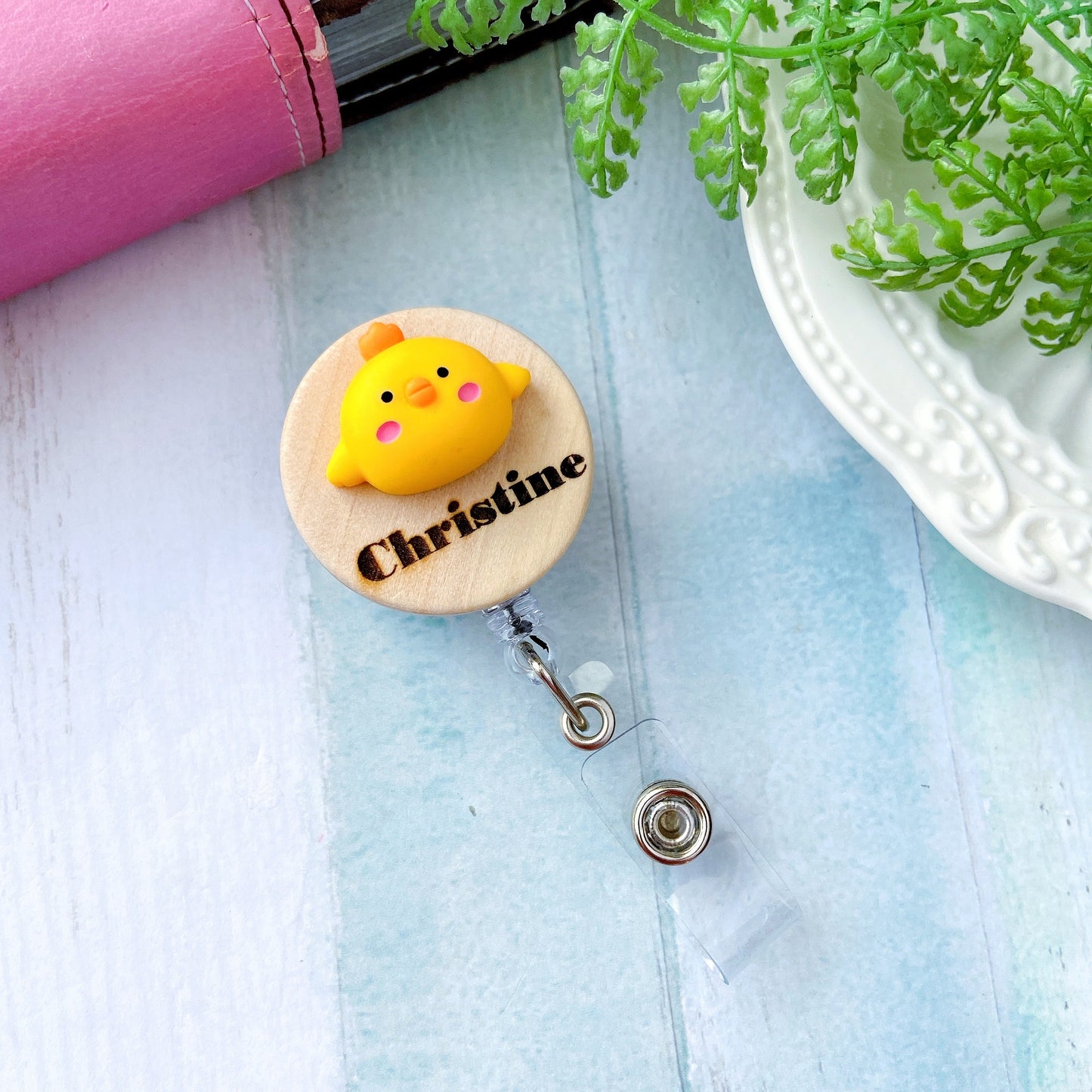 3D Chick Personalized Name Badge Reel