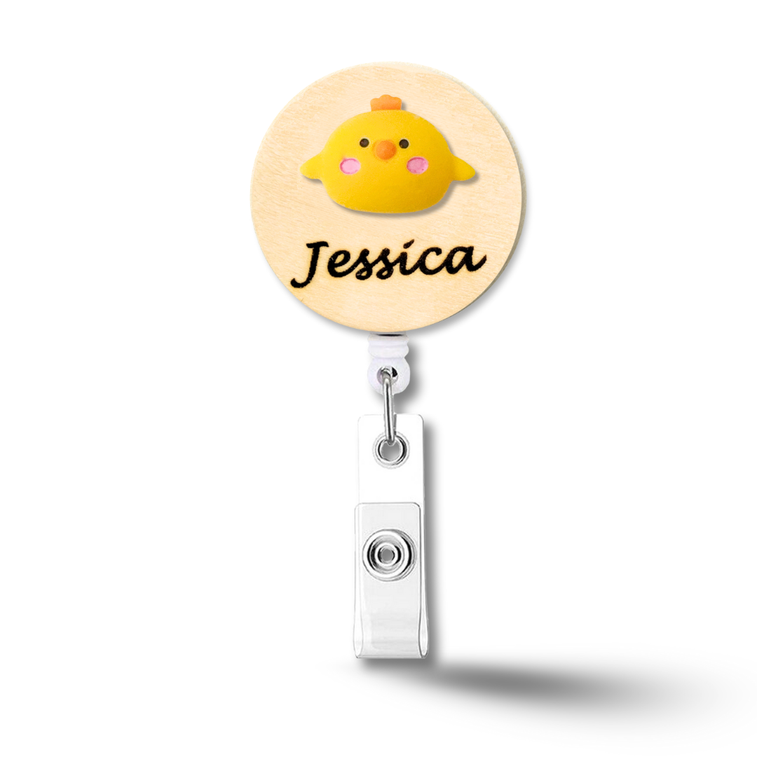 3D Chick Personalized Name Badge Reel
