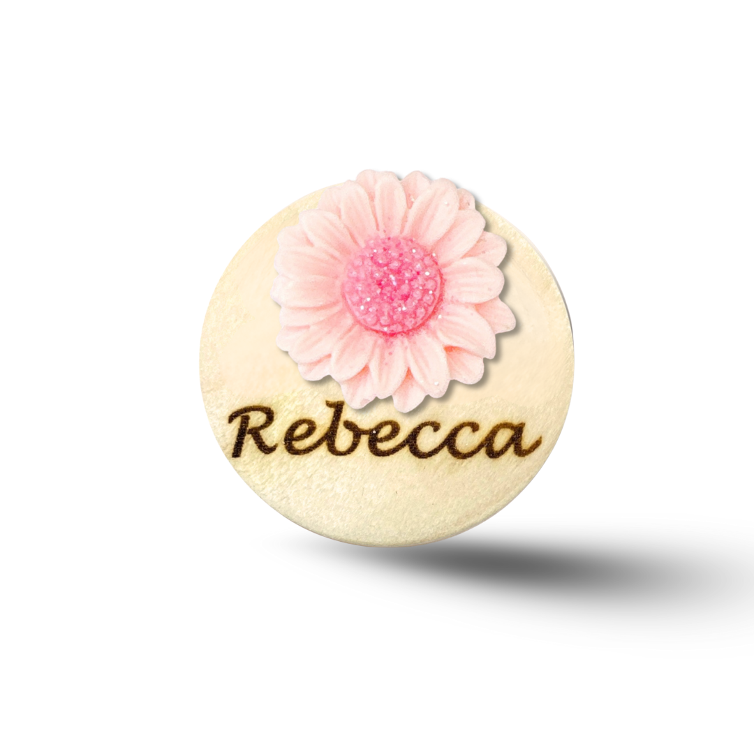 3D Glitted Yellow Daisy Flower Personalized Name Badge Reel