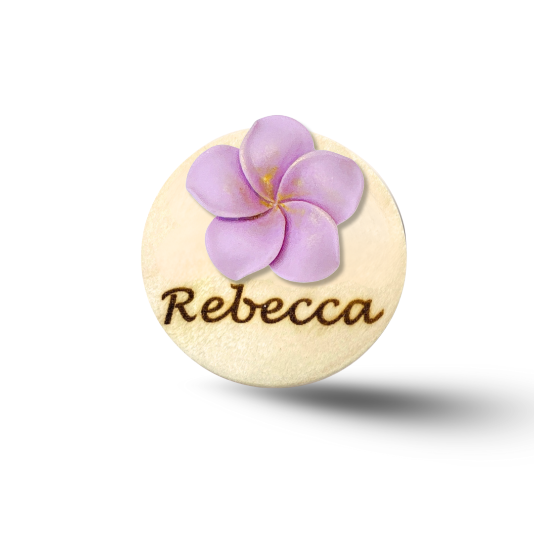 3D Blue Plumeria Rubra Personalized Name Badge Reel