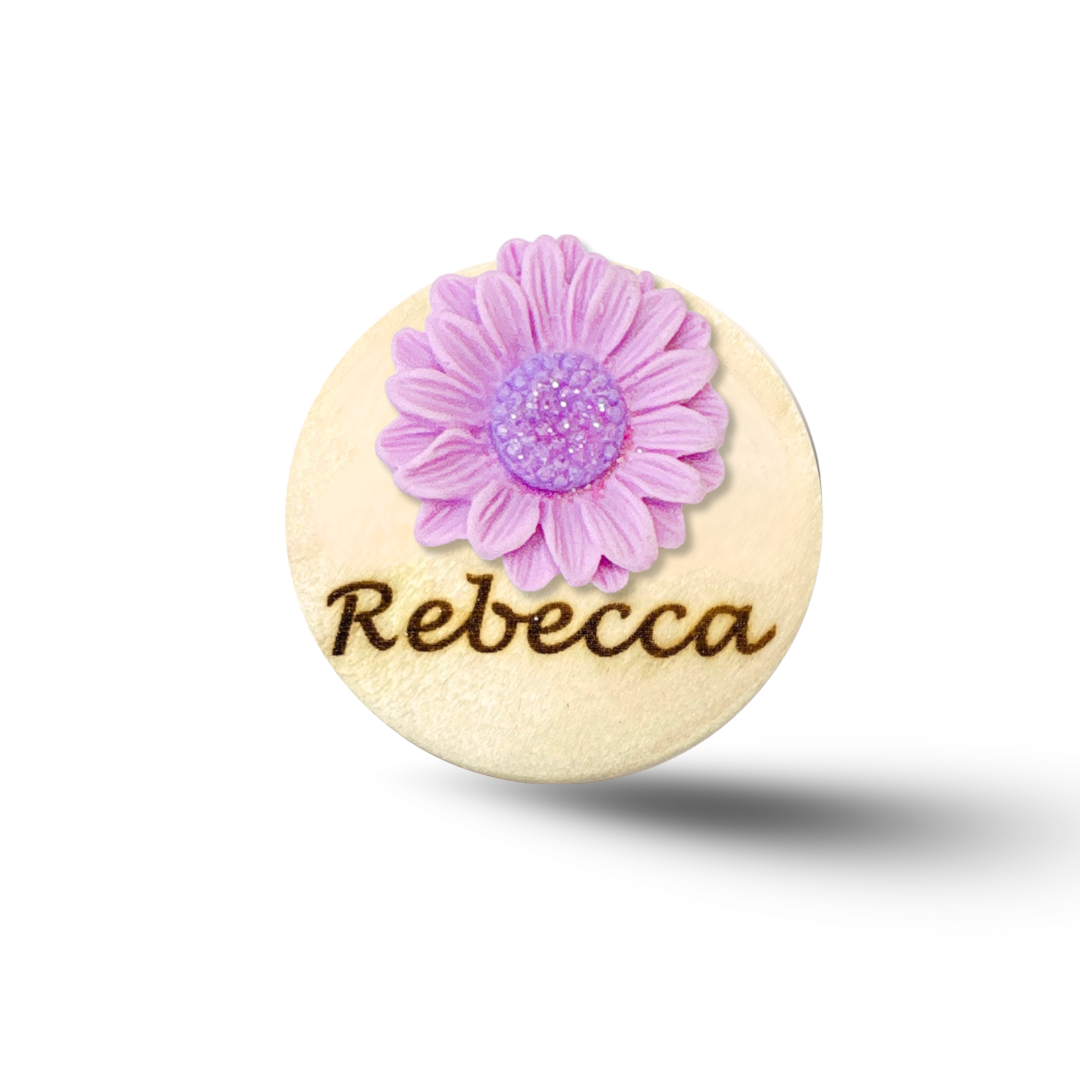 3D Glitted Yellow Daisy Flower Personalized Name Badge Reel