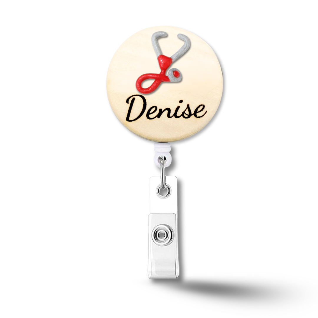 Handmade 3D Red Stethoscope Medical Doctor Personalized Name Badge Reel