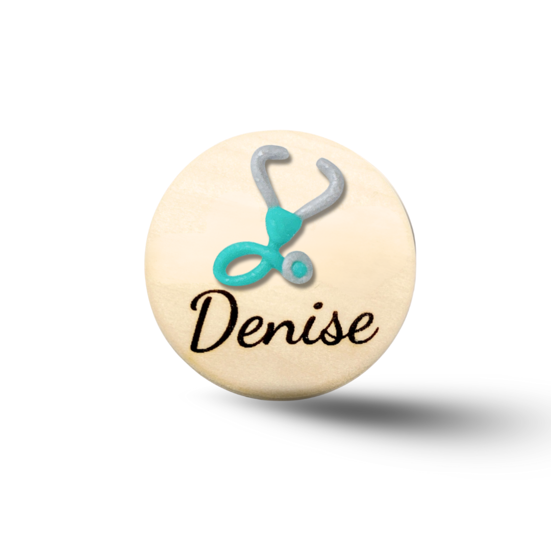 Handmade 3D Red Stethoscope Medical Doctor Personalized Name Badge Reel