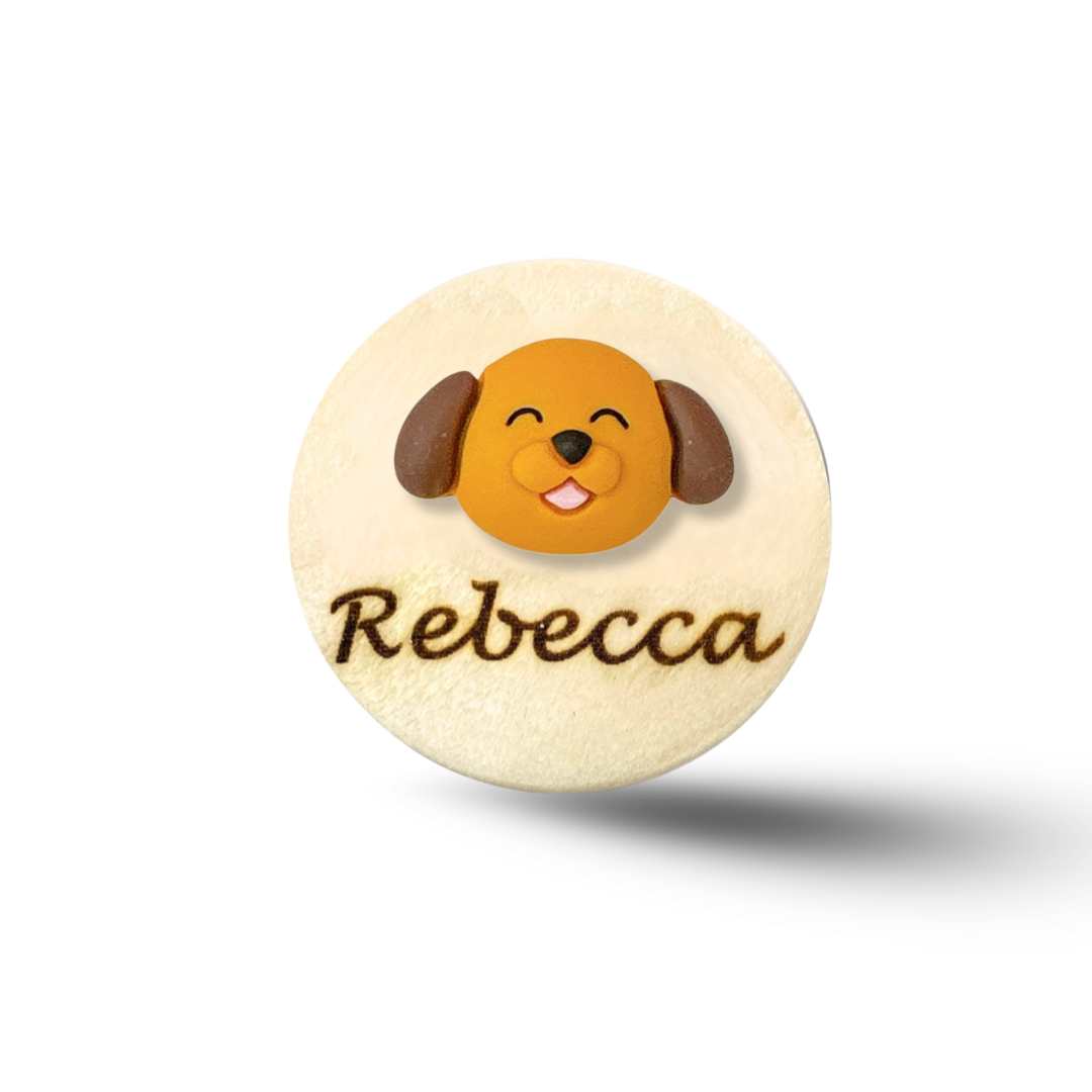 3D Brown Dog Personalized Name Badge Reel