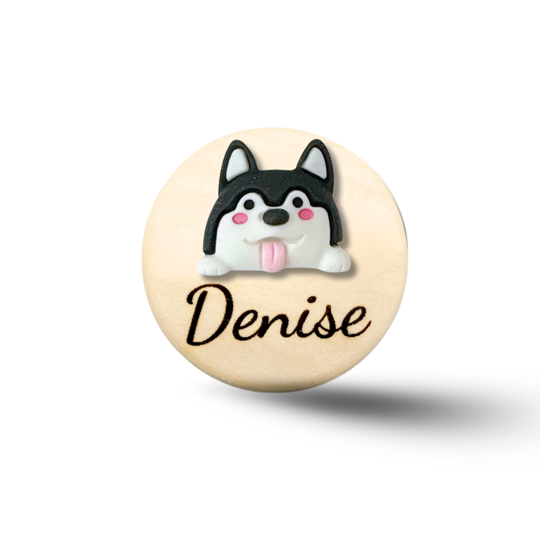 3D Brown Dog Personalized Name Badge Reel