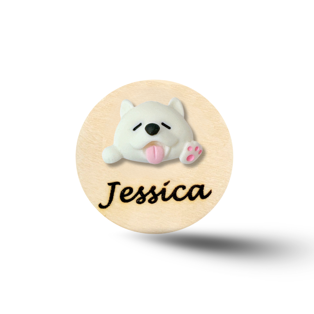 3D Brown Dog Personalized Name Badge Reel