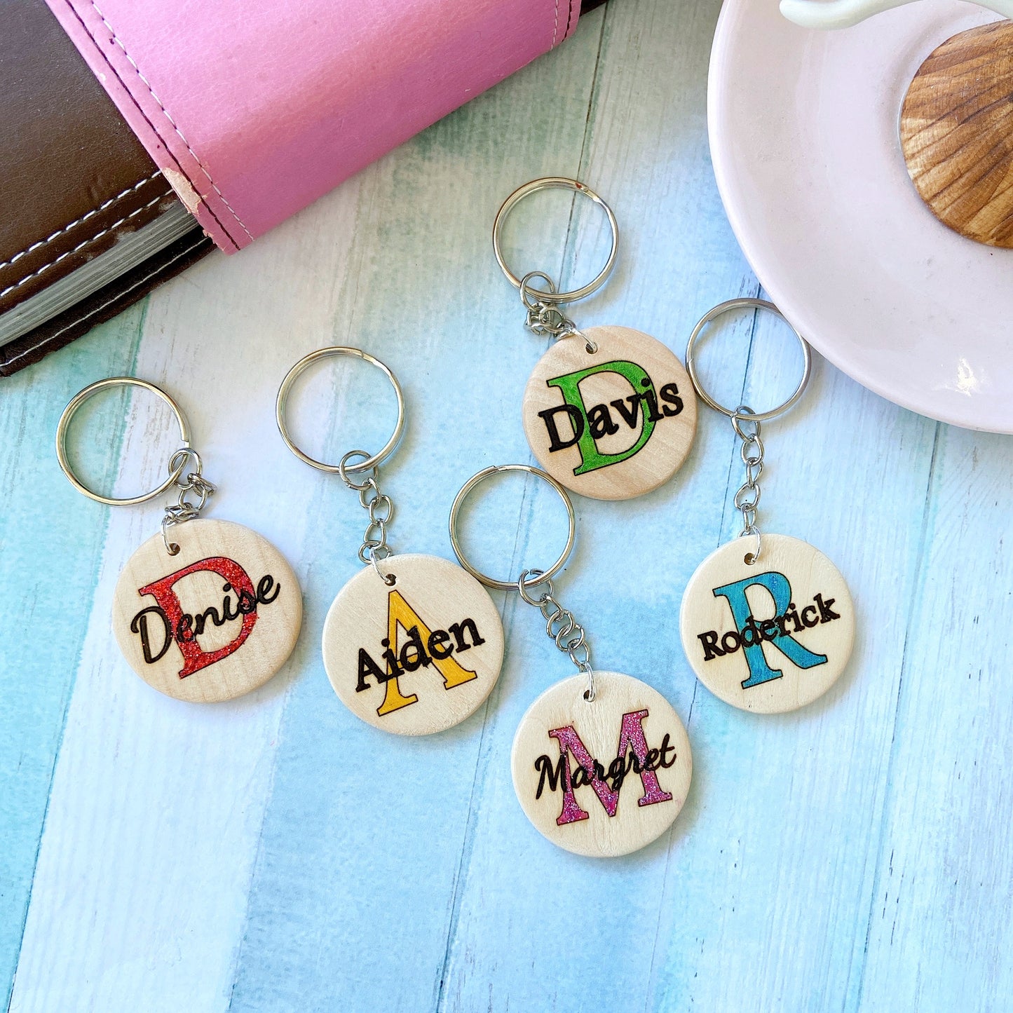Personalised Initial Wooden Keychain