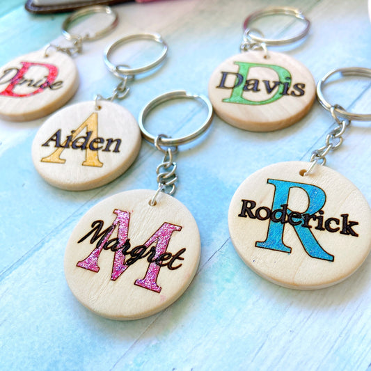 Personalised Initial Wooden Keychain