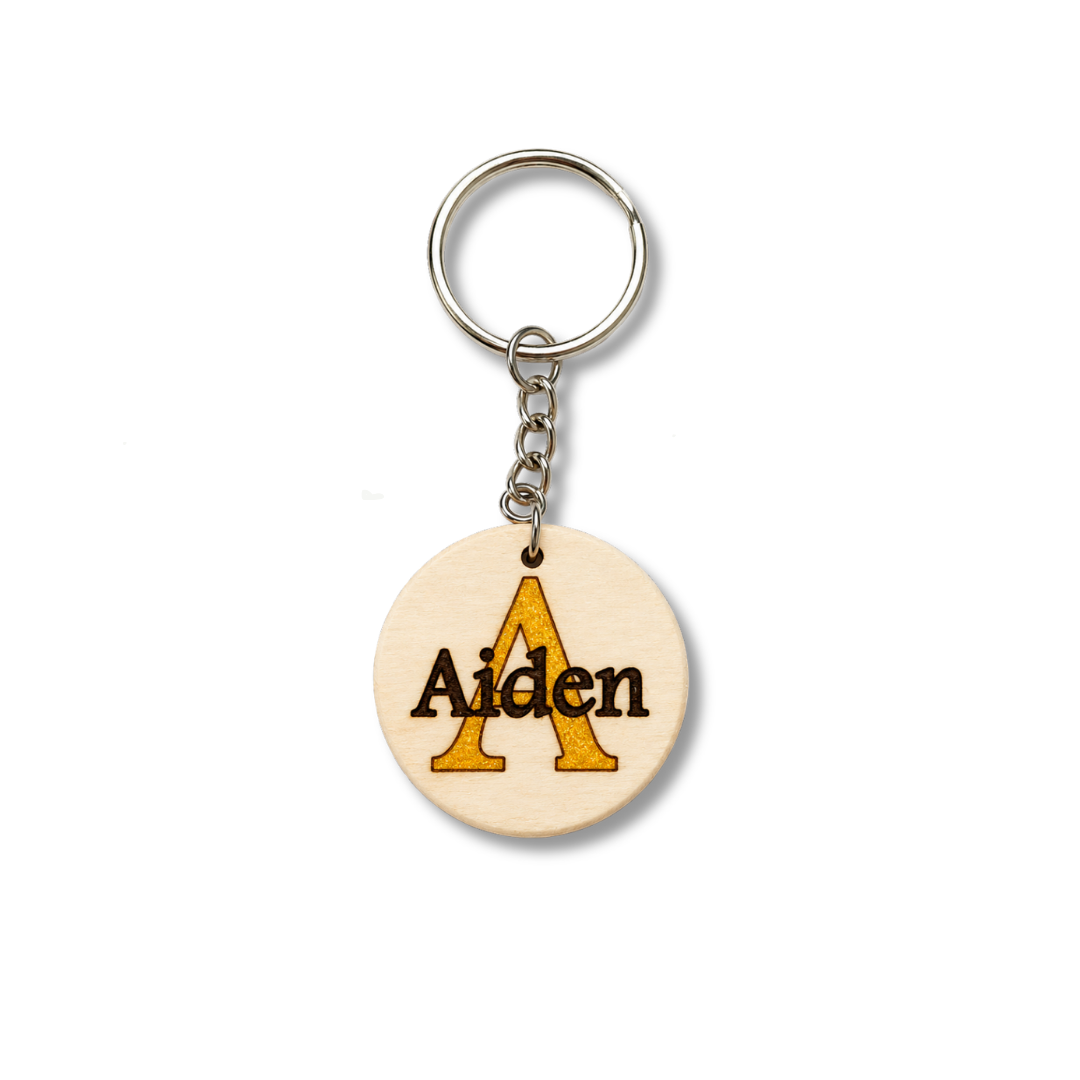 Personalized Initial Wooden Keychain
