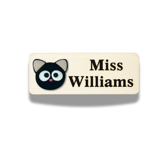 Handmade 3D Black Cat Personalised Name Tag