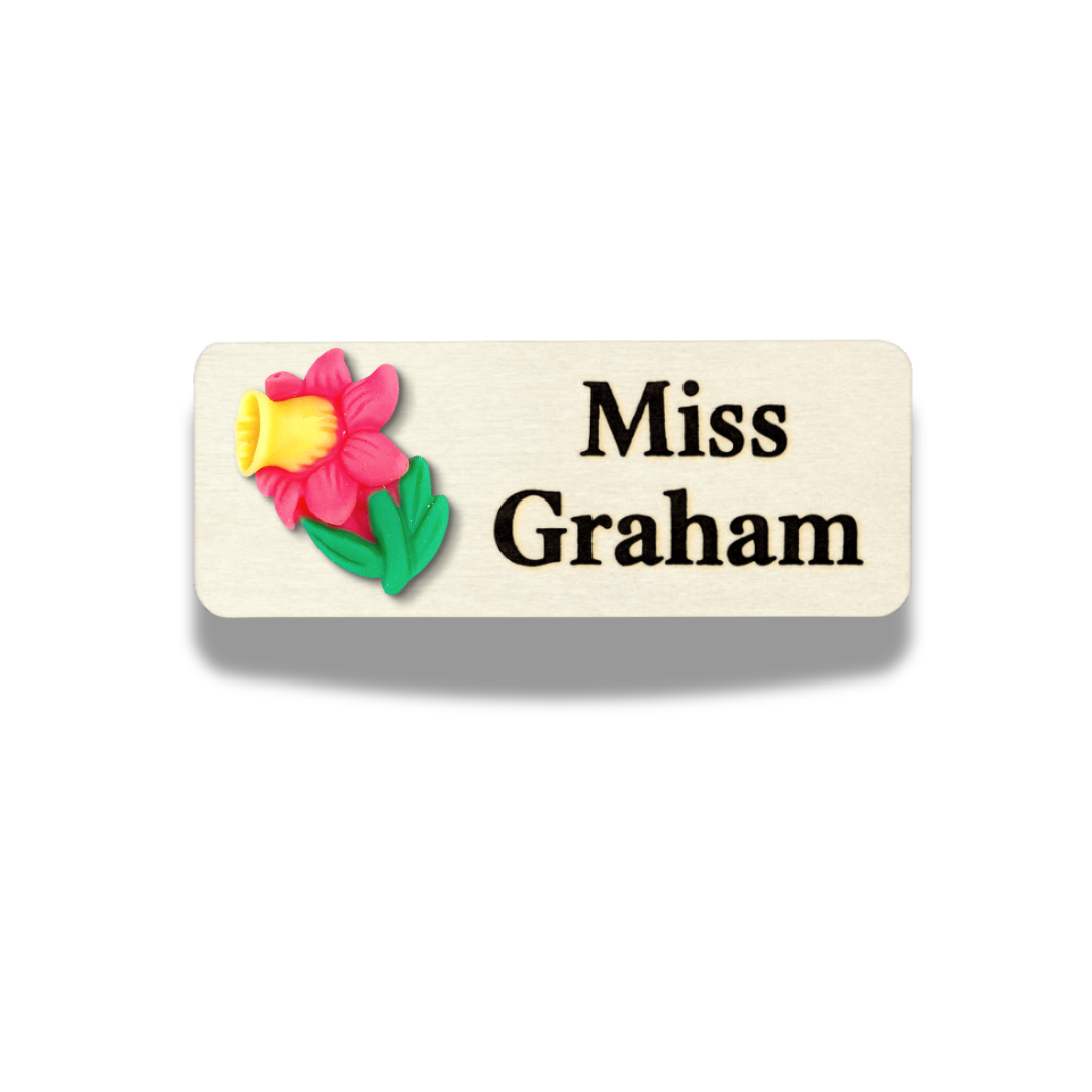 3D Green Flower Floral Personalized Name Tag