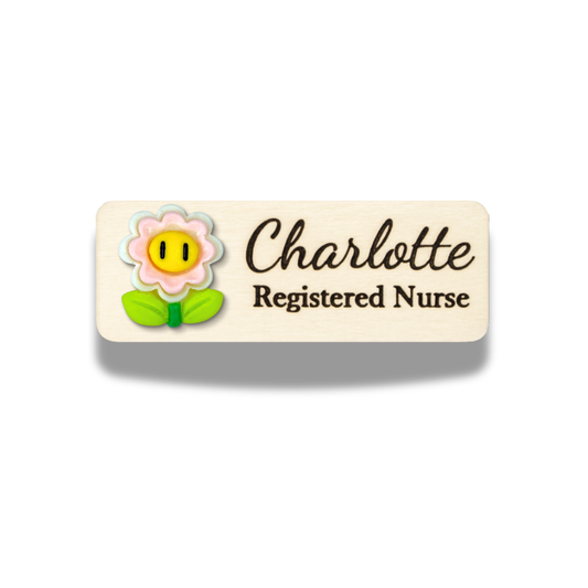 3D Flower with face Floral Personalized Name Tag