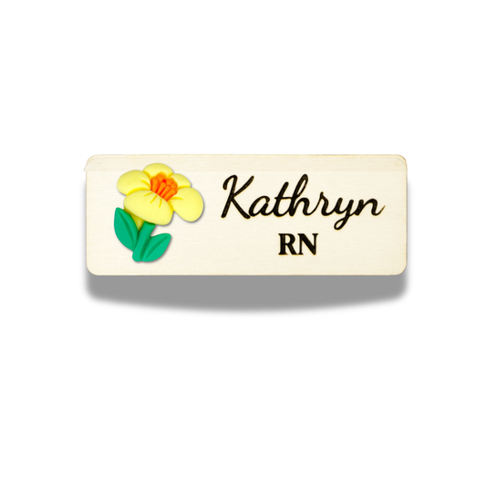 3D Yellow Flower Floral Personalized Name Tag