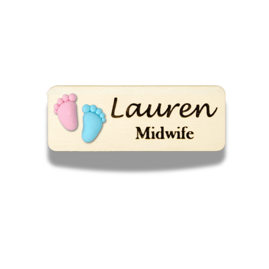 Handmade 3D Baby Foot Obstetrics Midwife Personalised Name Tag